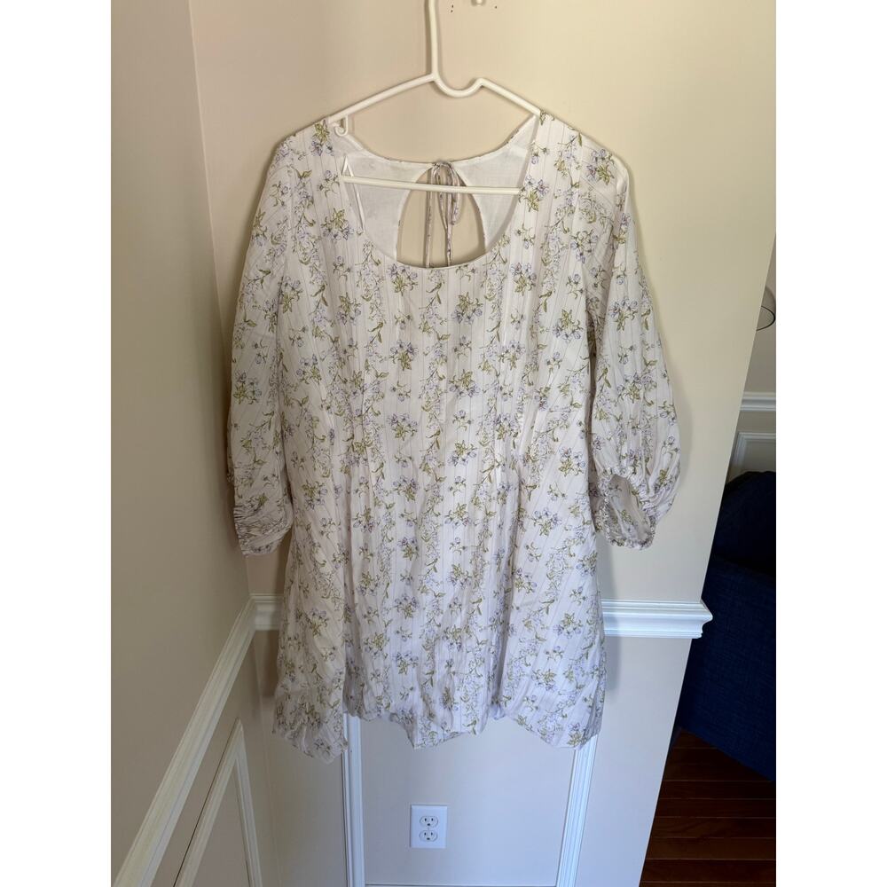 H&M X Brock Collection | Preppy Summer Floral Cottagecore Bubblehem Mini Dress - Picture 3 of 15